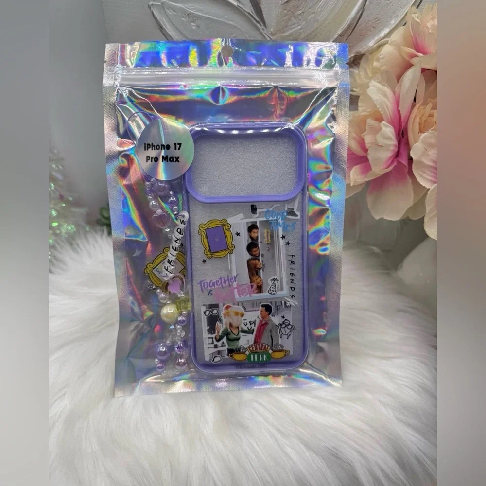 Friends Themed iPhone 17 Pro Max Case with Matching Beaded Strap